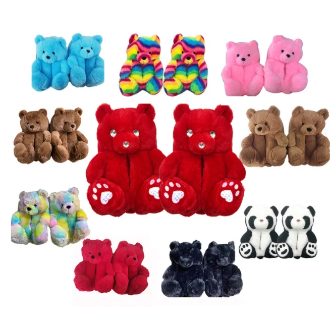 

2021 new arrival Teddy Bear slippers Wholesale Fashion Fur House Teddy Bear Slippers for Women Girls, 7 colors