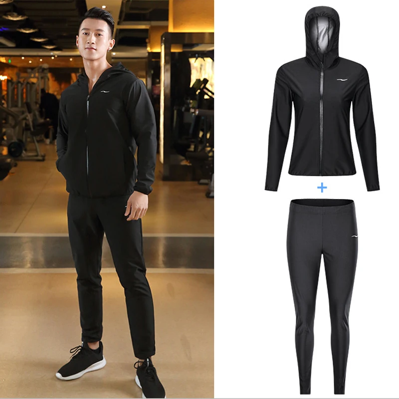 

Sauna Sweat for Men and Women Weight Loss Fitness Gym Exercise Hooded Jacket Pants Full Body Tracksuit Yoga Suits