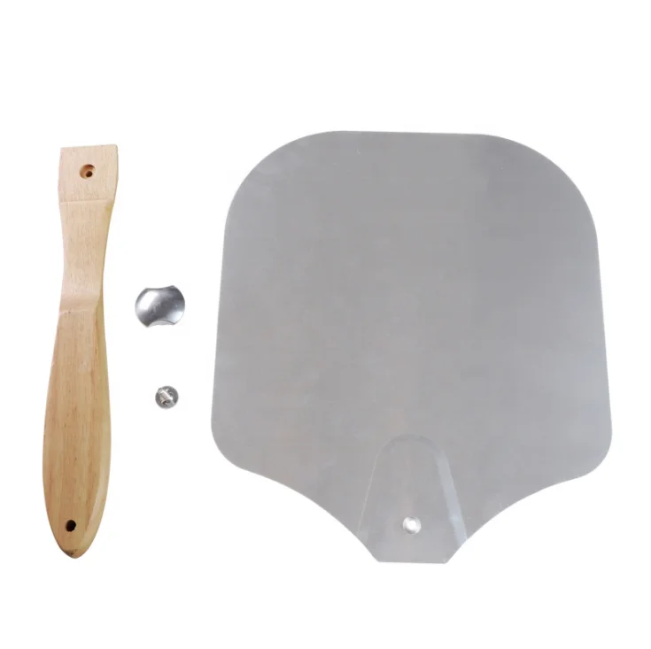 

Aluminum Metal pizza paddle with Foldable Wood Handle for Easy Storage Pizza Peel for Homemade Pizza and bread Loves, Customized