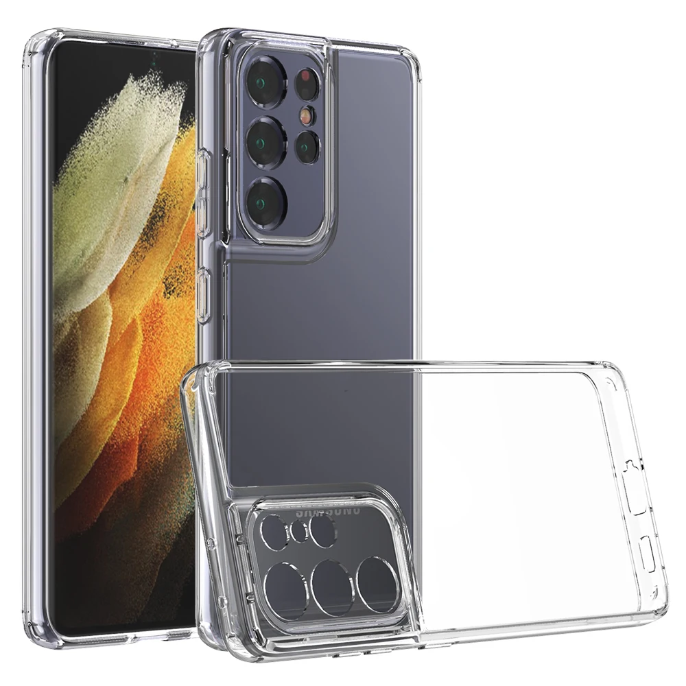 

Best Selling 2021 1.5MM Precision Hole Crystal Clear Acrylic Shockproof Tranparent Phone Case For Samsung Galaxy S21 Plus Ultra