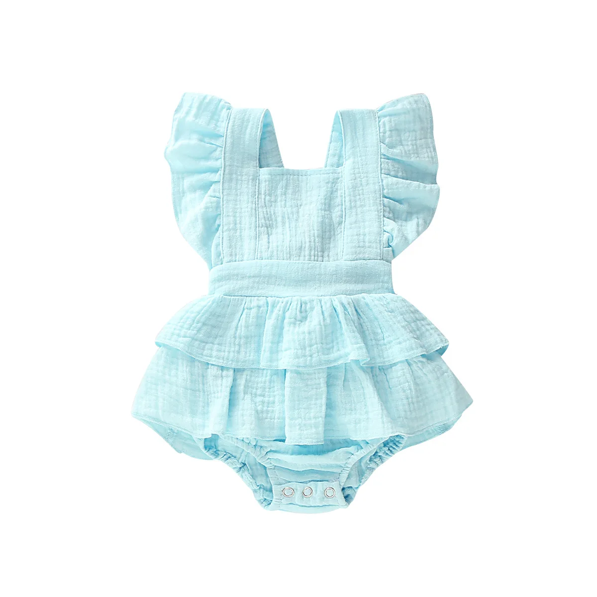 

Flying Sleeve Solid Wholesale Linen Cotton Romper Baby Clothes