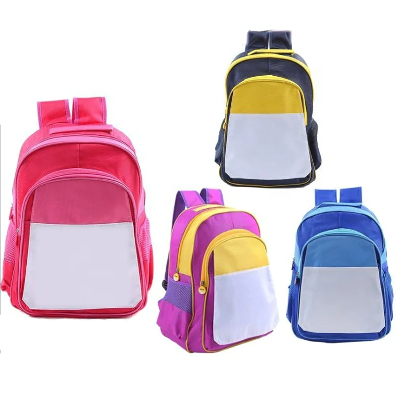 

600D Oxford Wholesale Custom Kids School Bag Sublimation Blank Backpack, Purple/watermelon red/dark blue/light blue