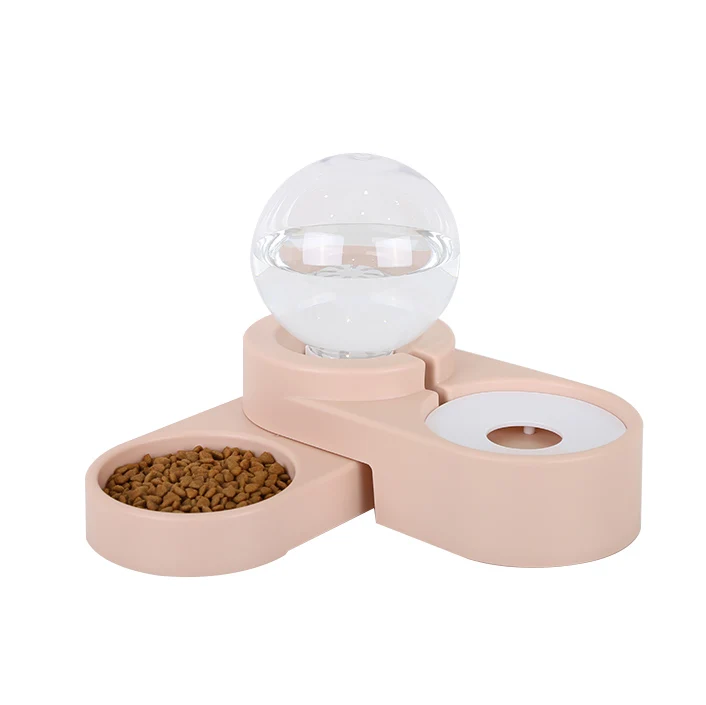 

2 In 1 Dual-use Pet Dogs Cats Automatic Water Dispenser With Stainless Steel Food Bowl For Dog Cat Water Bottle Container