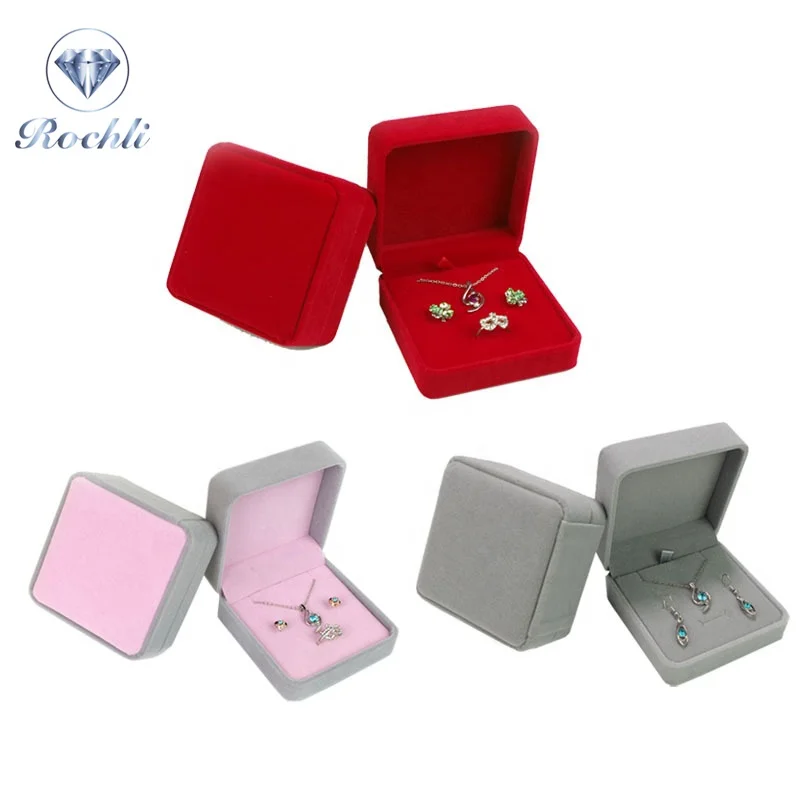 

factory price velvet jewelry gift box small size jewelry set box for earrings rings pendant necklace set, Picture