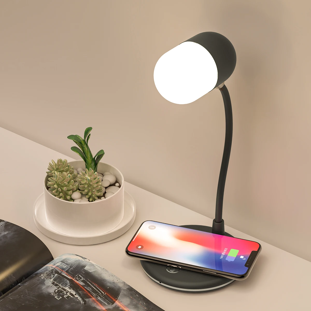 

China Table Touch Lamp Speaker QI 3in1 Wireless Charger Receive