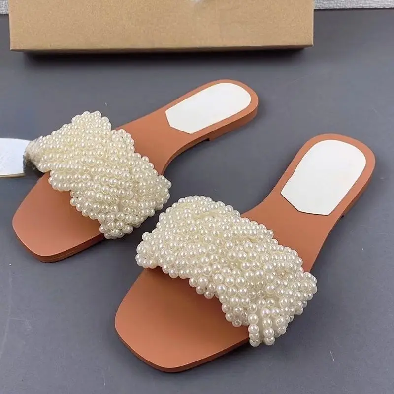 

Sandale Plat Pearl Diamond Outdoor 2023 New Spring Korean Sandals for Women