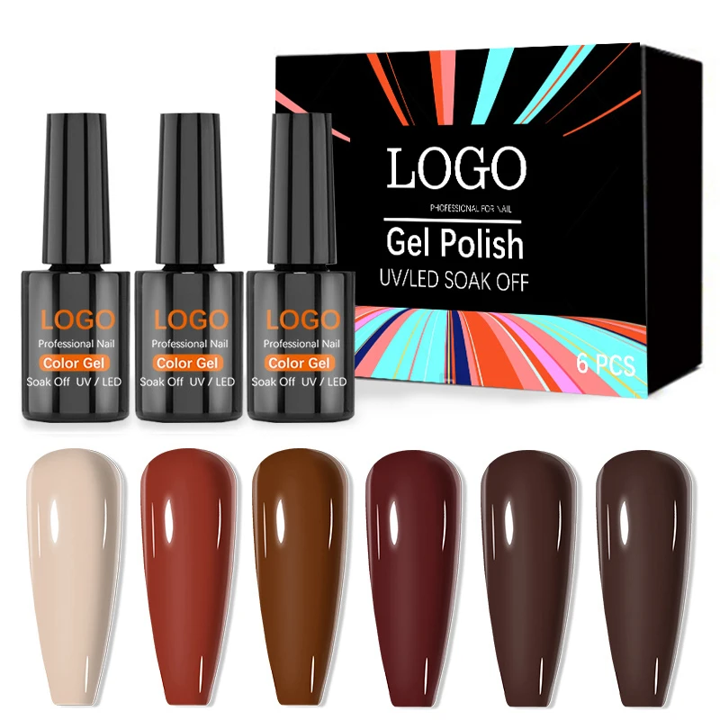 

Fashion Gel Nail Polish Professional Salon Nails Art Gels Varnish UV LED Semi Permanent Nail Lacquer 10ml, Coffee