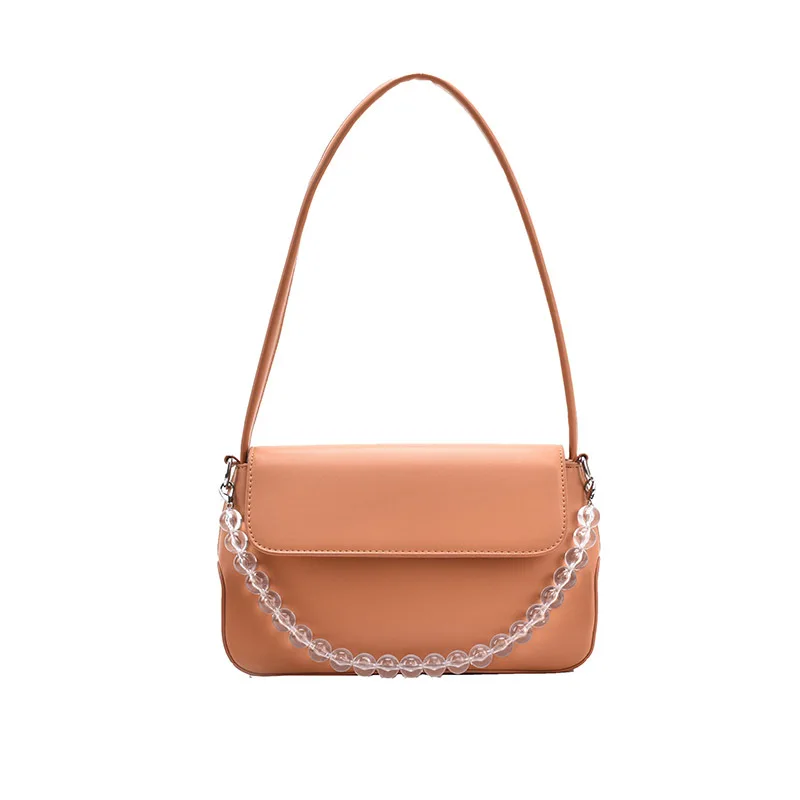 

2021 Luxury Design Solid Color Women Bags Bead Armpit Underarm Bag Ladies Sling Shoulder Bags, As picture