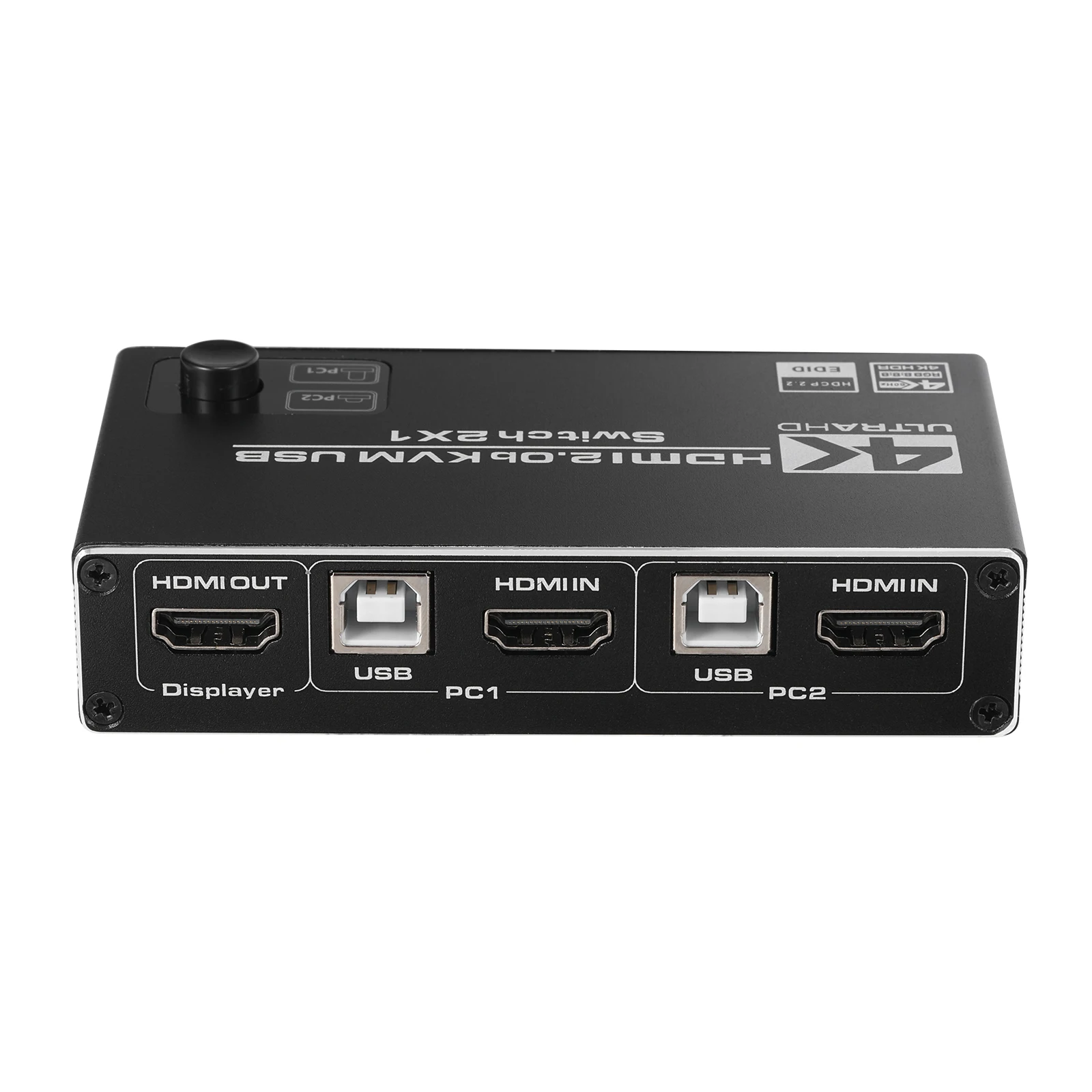 2 Port USB HDMI KVM Switch 4K @ 60Hz RGB/YUV  HDR HDMI 2.0 Switcher 2X1 Support Keyboard Mouse Printer