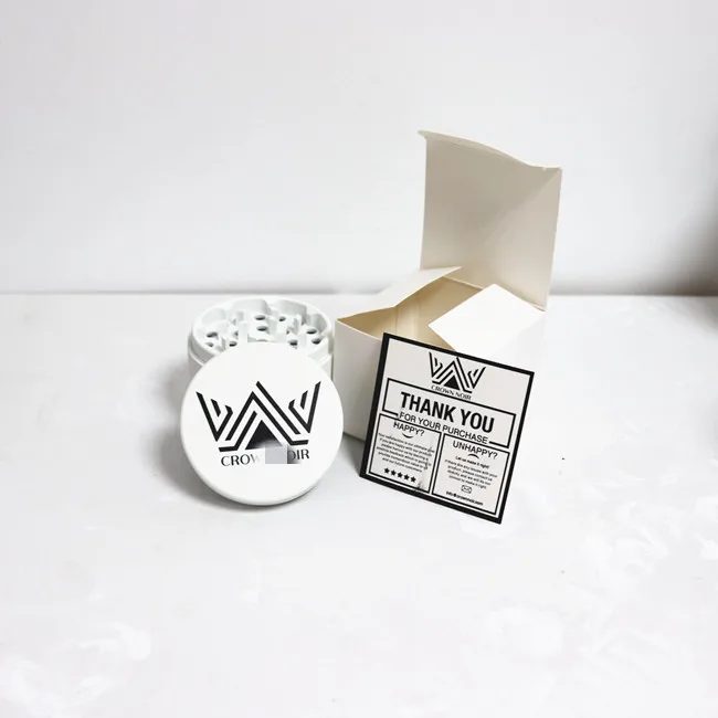 

New 4 Layer Broken 55mm 63mm herb grinder custom logo weed grinder tobacco smoking accessory weed grinder, White/black