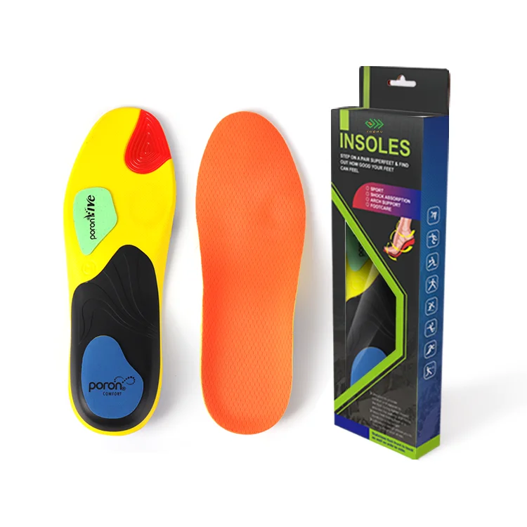 

JIANHUI Hot Sale Pu Poron GEL Sport Shoe Insole OEM ODM High Rebounded Comfort Insole Manufacturer Hiking Shoe Insole, Orange