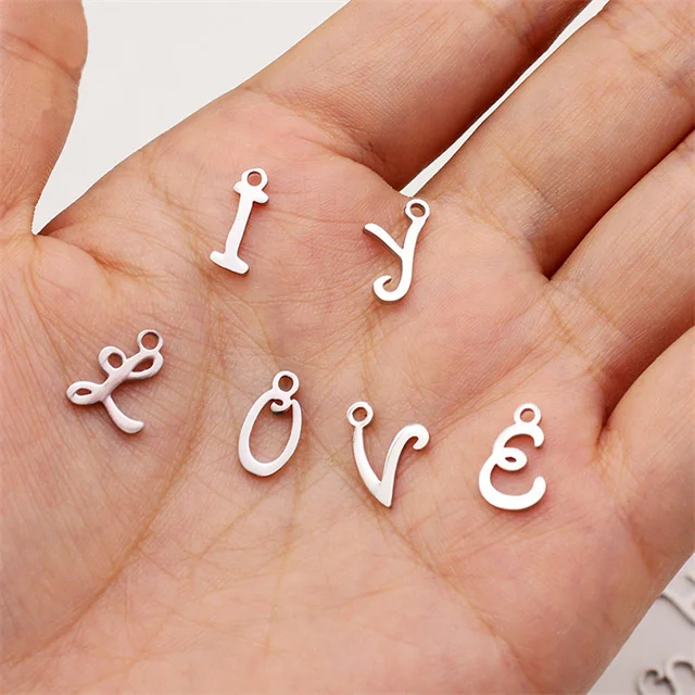 

Dainty Small Stainless Steel A To Z Alphabet Charms for DIY Jewelry Making 26 Initial Letters Pendants Accessories, Silver