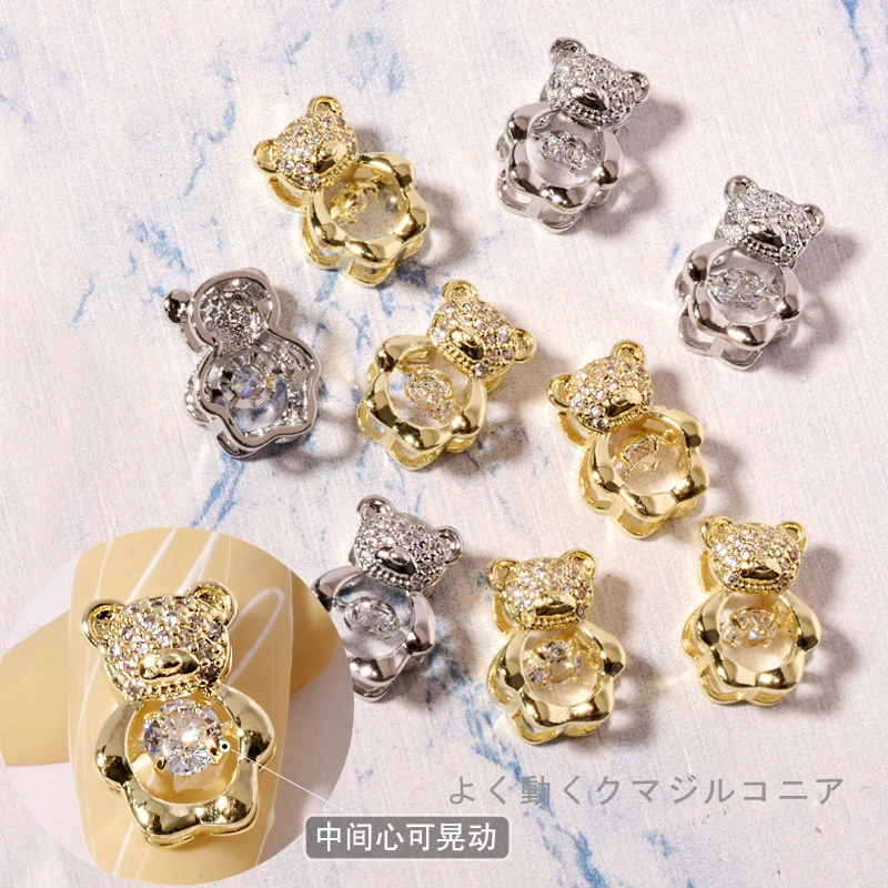 

Luxury Rotatable 3A Zircon Cute Animal Bear Cat 3D Nail Art Finger Nail decorated Beauty Nail Sticker Fashion Accessories