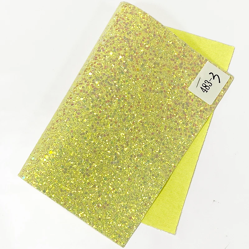 Sparkly Shiny Synthetic Vinyl PU Glitter Fabric Sheets Chunky Faux Leather for Shoes Bags Bow Crafts