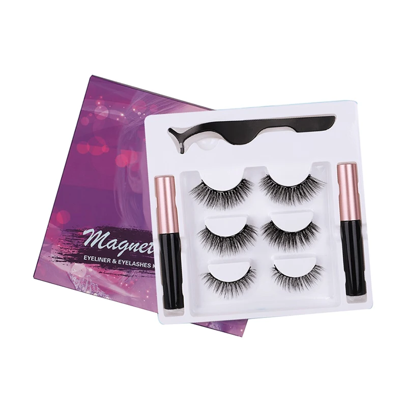 

Ready to send product eyelashes magnetic eyelashes magnet eyelashes kit set fast custom label, Natural black