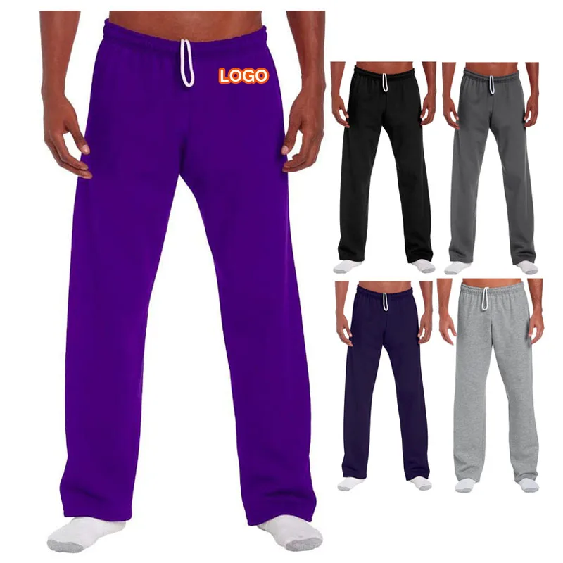 

Men's Active Blend Cotton Drawstring Open-Bottom Basic Jogger Fleece Sweatpants With Pockets