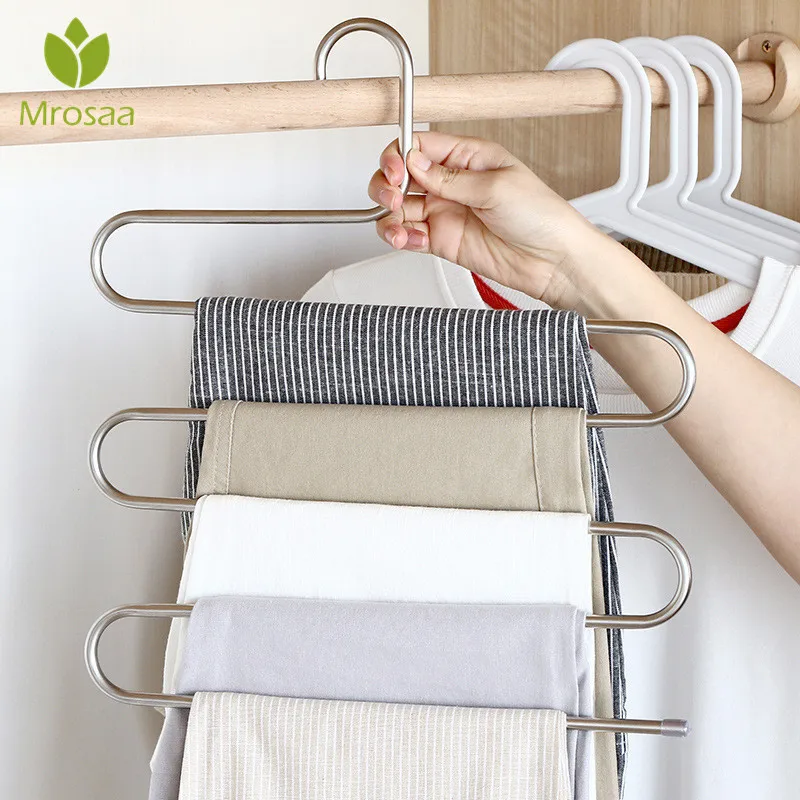 

Rack for Kitchen Bathroom Room Shelf Organizer Bars Trousers Hanger Bathroom Organizer Magic Pants Clothes Closet Belt Holder, As photo