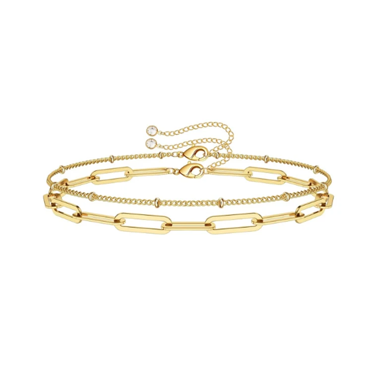 

Fashion New Arrival Bracelet Adjustable Layered Cute Oval Chain Dainty Gold Bracelets for Women