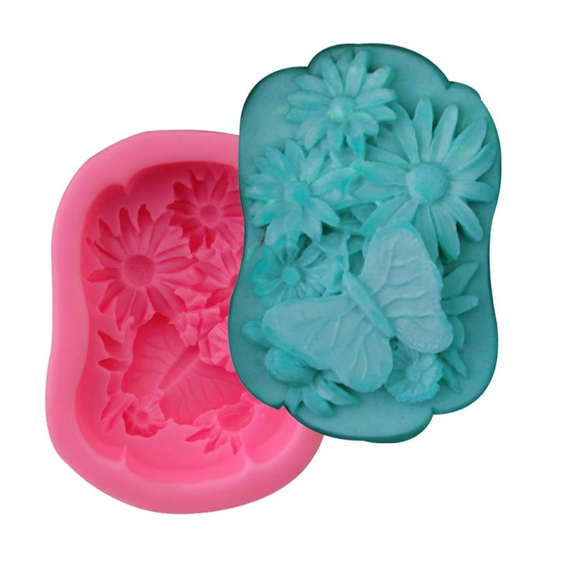 

Z0188 New hot selling Chrysanthemum sunflower Butterfly handmade soap soap molds Diy baking cake decoration tool