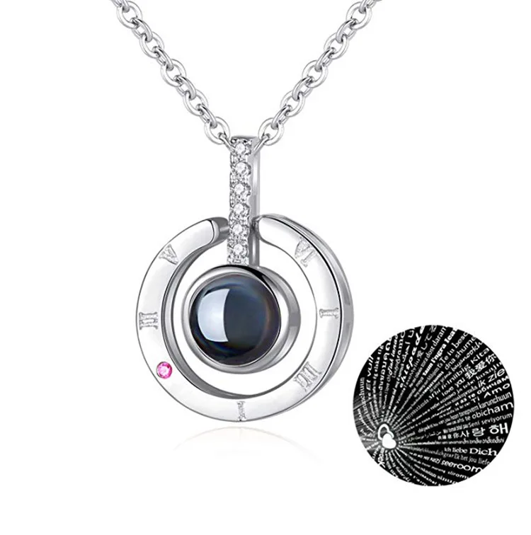 

Couple Gifts 100 languages Love You Projection Necklace for Valentine's Day, Silver &gold&rose gold