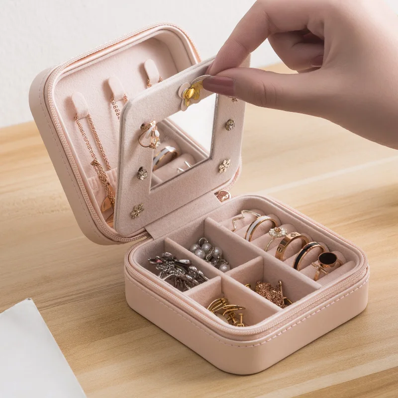 

Wholesale personalized ring necklace storage travel carry jewelry box for women, Same as pictures or customized