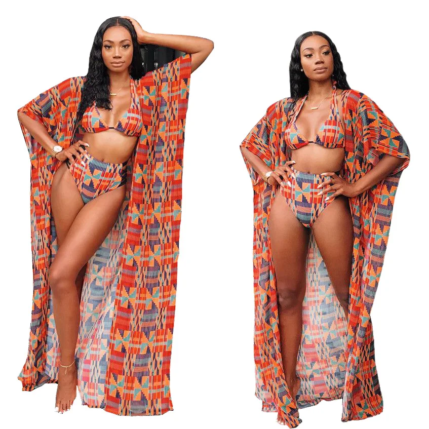 

2020 African Print 3 piece bikini swimwear sexy bikini swimsuit