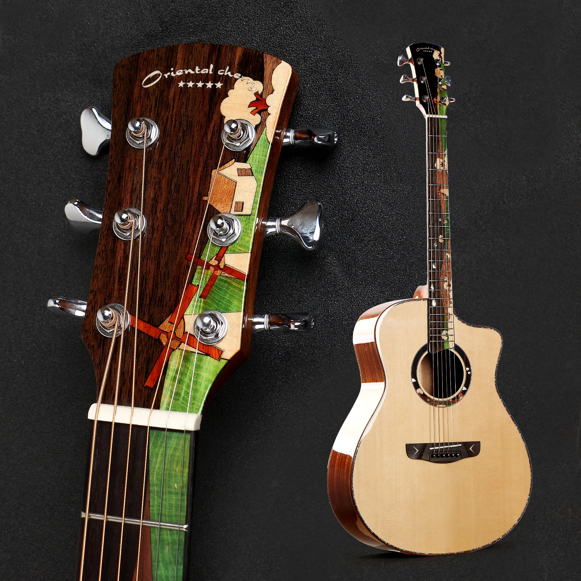 

41 inch all solid acoustic guitar cut-away A grade spruce hand made high quality guitar artiful China wholesale W-XS8