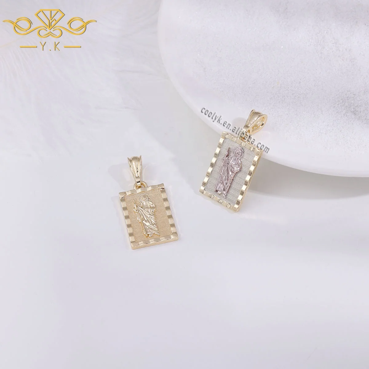 

Y.K Hot Deals Jewelry Pendant St Jude Necklace Pendant 18K Gold Religion Pendants, Golden