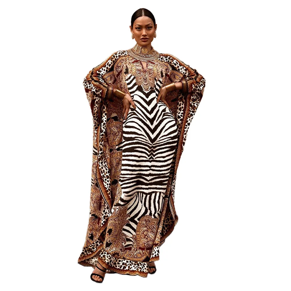 

2021 Hot Selling Casual Summer Jupe Middle Eastern Printed Skirt Muslim Abayas Clothing Loose Robe Long Dress For Women, Picture