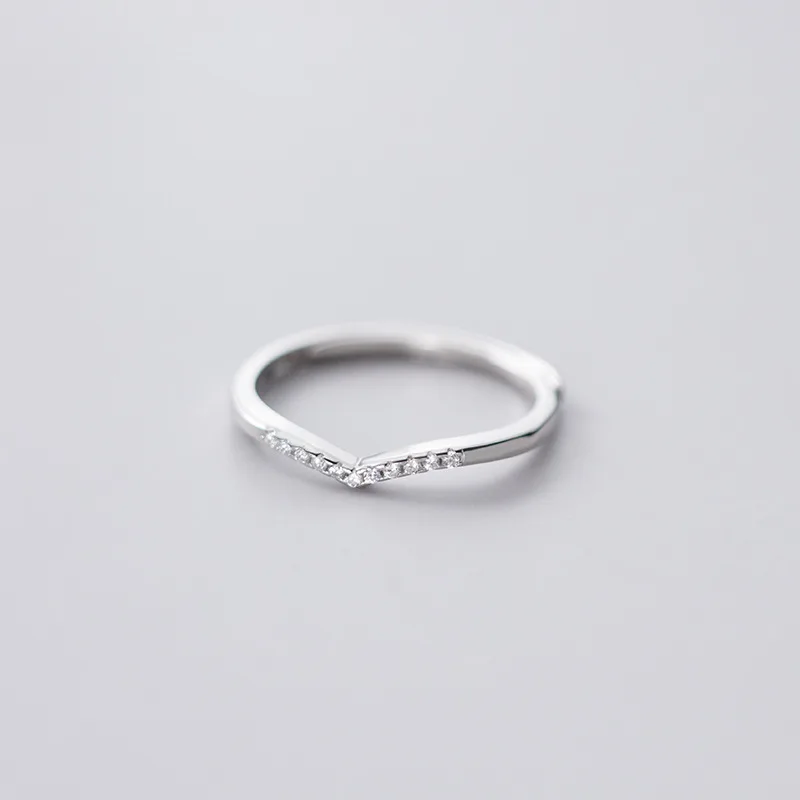

Geometric 925 Sterling Silver V Shape CZ Zircon Women Wedding Joint Rings Jewelry