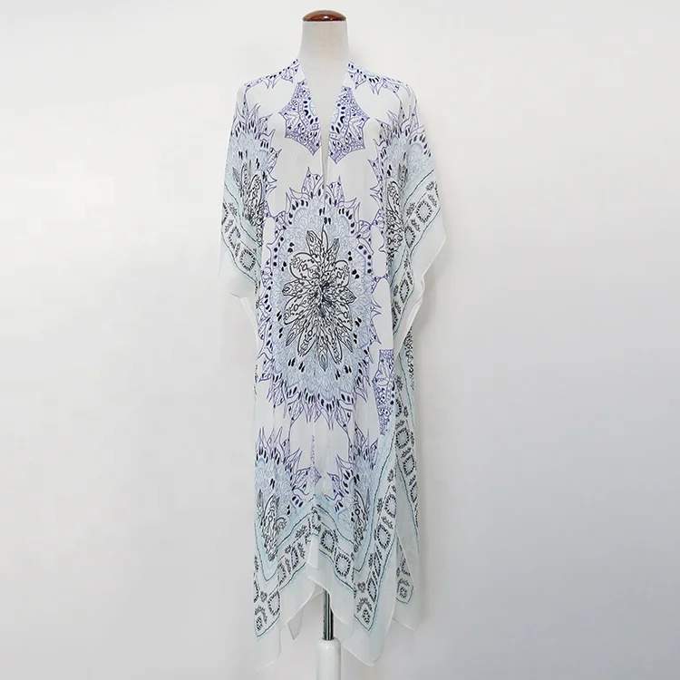 

2021 New Design Viscose Pattern Summer Long Beach Women Kimonos, As picture
