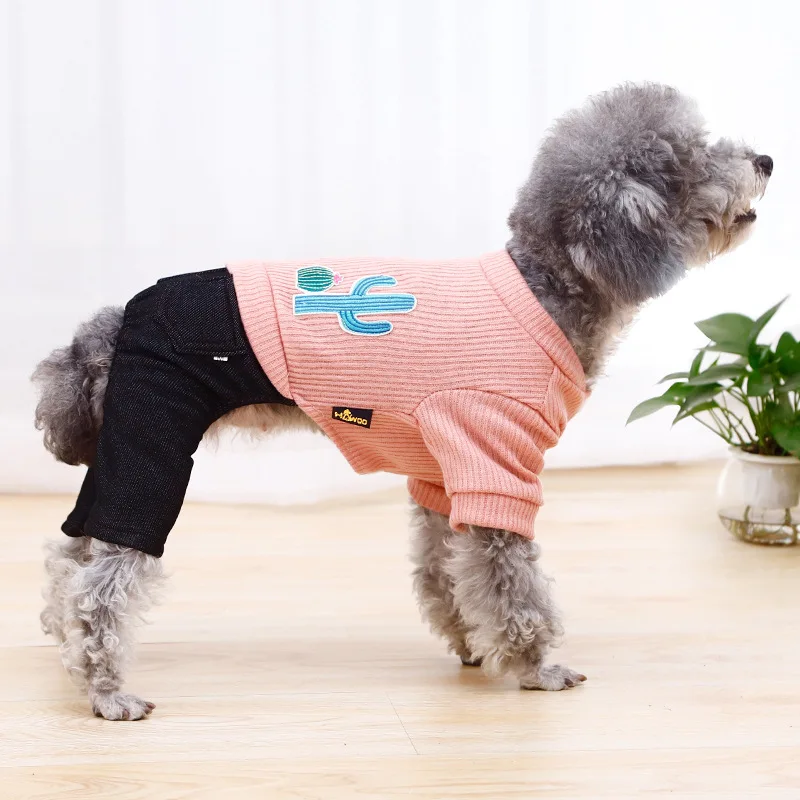 S, PINK YUECUTE Shirt Dog Pajamas Soft at Clothes Dogs Clothing Pet Outfits with Lapel and Button Overalls Jumpsuit