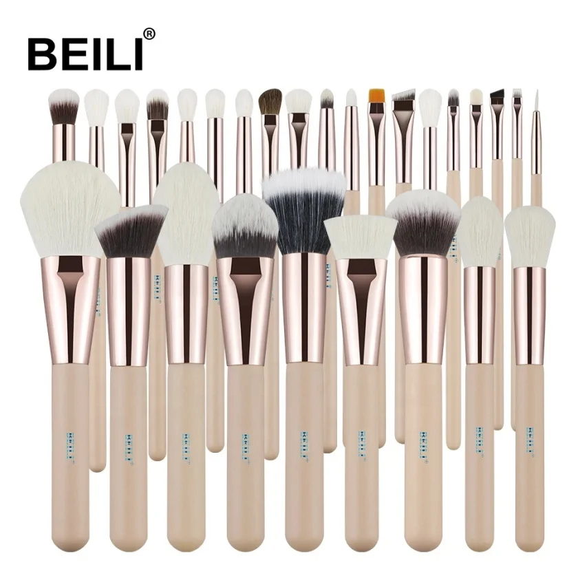 

BEILI pink 28pcs personalized makeup brush set eye set of makeup brushes natural goat hair makeup brushes manufacturers china