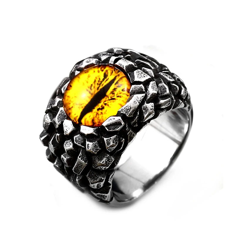 

SS8-527R steel soldier punk demon eyes red yellow stone men's ring fashion stainless steel jewelry gift