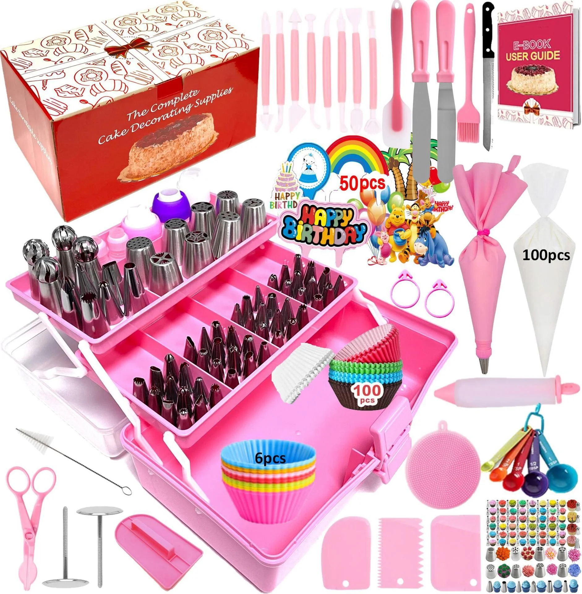 

Cake Decorating Tips Set Amazon New Hot 359 PCS Pastry Cookie Cupcake Decorating Supplies Baking Tools Kit Piping Icing Nozzles, Pink