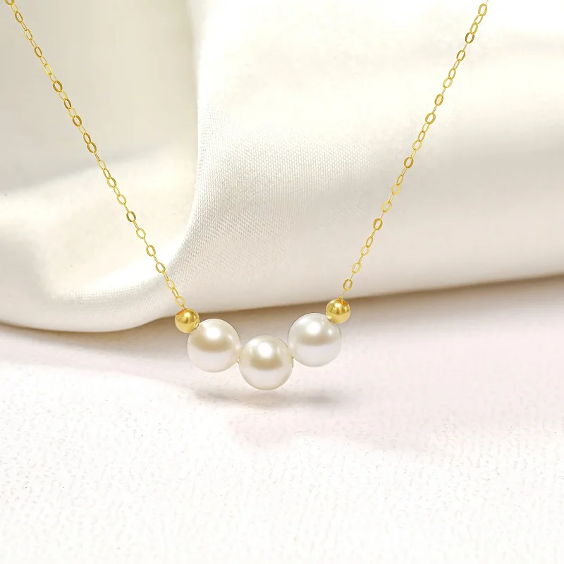 

Fashion jewelry AU750 Pearl real 18k solid gold Necklace