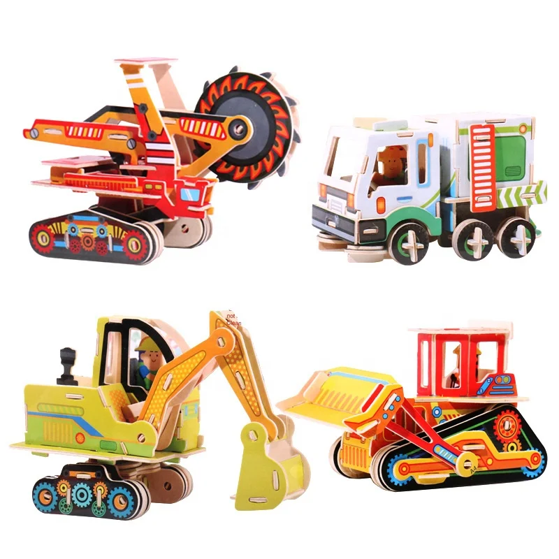 

Custom Kids Wood 3D Jigsaw Puzzle Construction Vehicle Engineering Car Jigsaw Puzzle Car Game Educational Toy Truck Kit Model