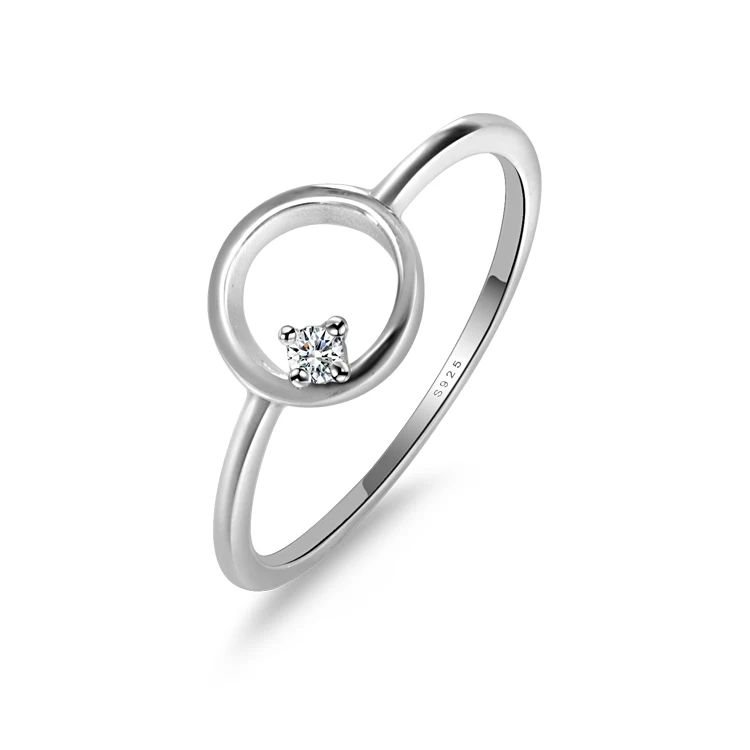 

Simple Hollow 925 Sterling Silver Blank Ring Round Shape Ring For Gemstone Setting