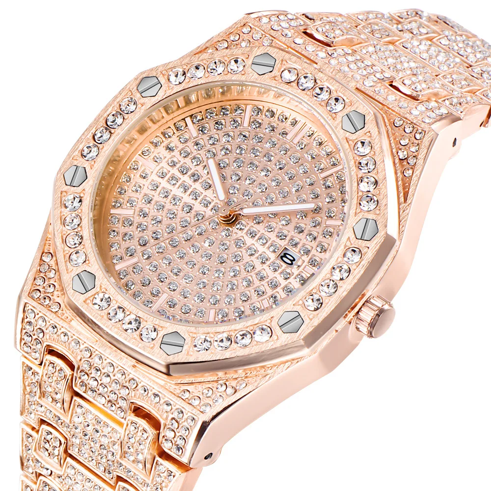 

18K Gold 1519 Watch Men Luxury Diamond Iced Out Watches Top Brand Luxury High Quality Male Quartz Watch, 4 colors