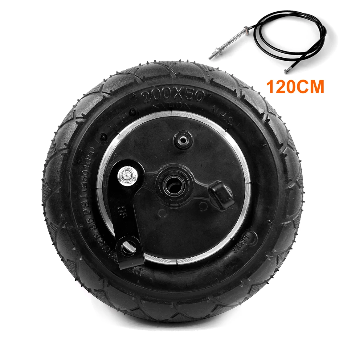 

8 Inch Drum Brake Wheel Solid Tire With Spring Brake Cable 1.2 Meter or 1.8 Meter