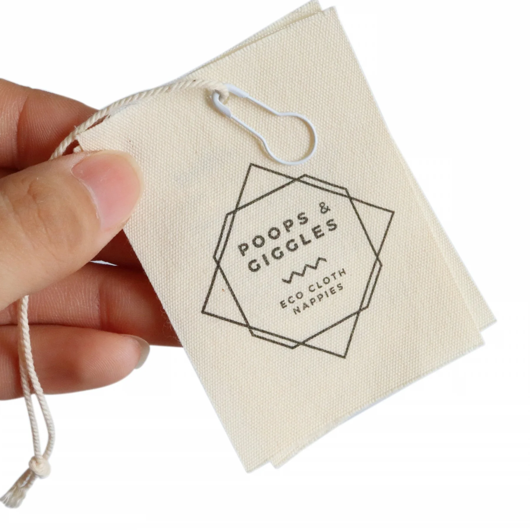 

Custom LOGO Recycled Eco Friendly Natural Cotton Printed Canvas Hang tag for Clothes/Shirt/Swimwear/Hoodies/Baby Swing Tags, Customized color