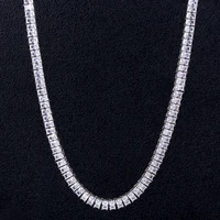 

KRKC&CO 4*6mm 18inch Rectangular CZ Diamond White Gold Plated Hip Hop Jewelry Tennis Necklace Chain