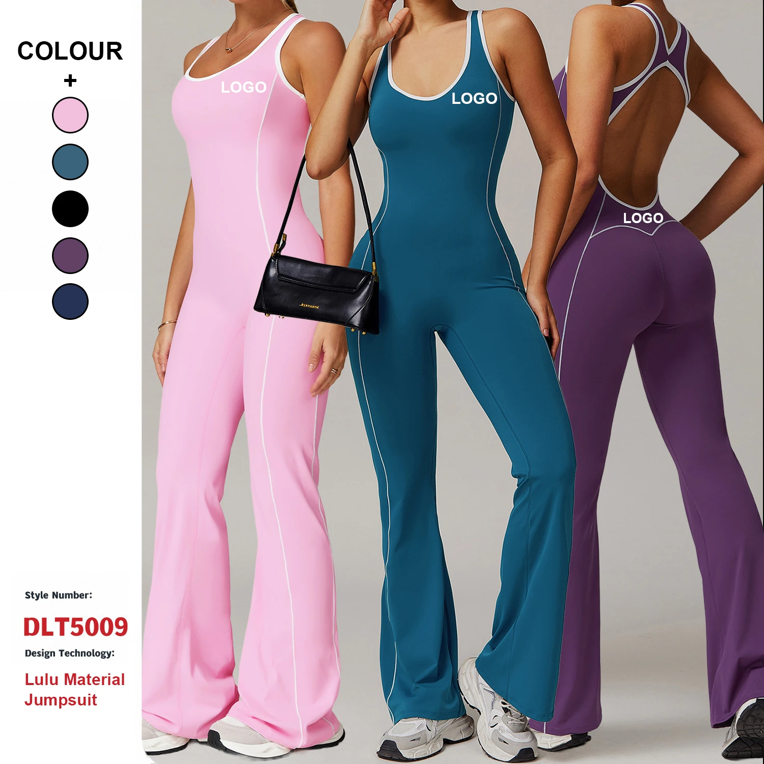 Hollow Back Dance Sports Jumpsuit Quick-Drying Hip-Lifting Pleated Flared Jumpsuit Women Fitness Yoga One Pieces Set