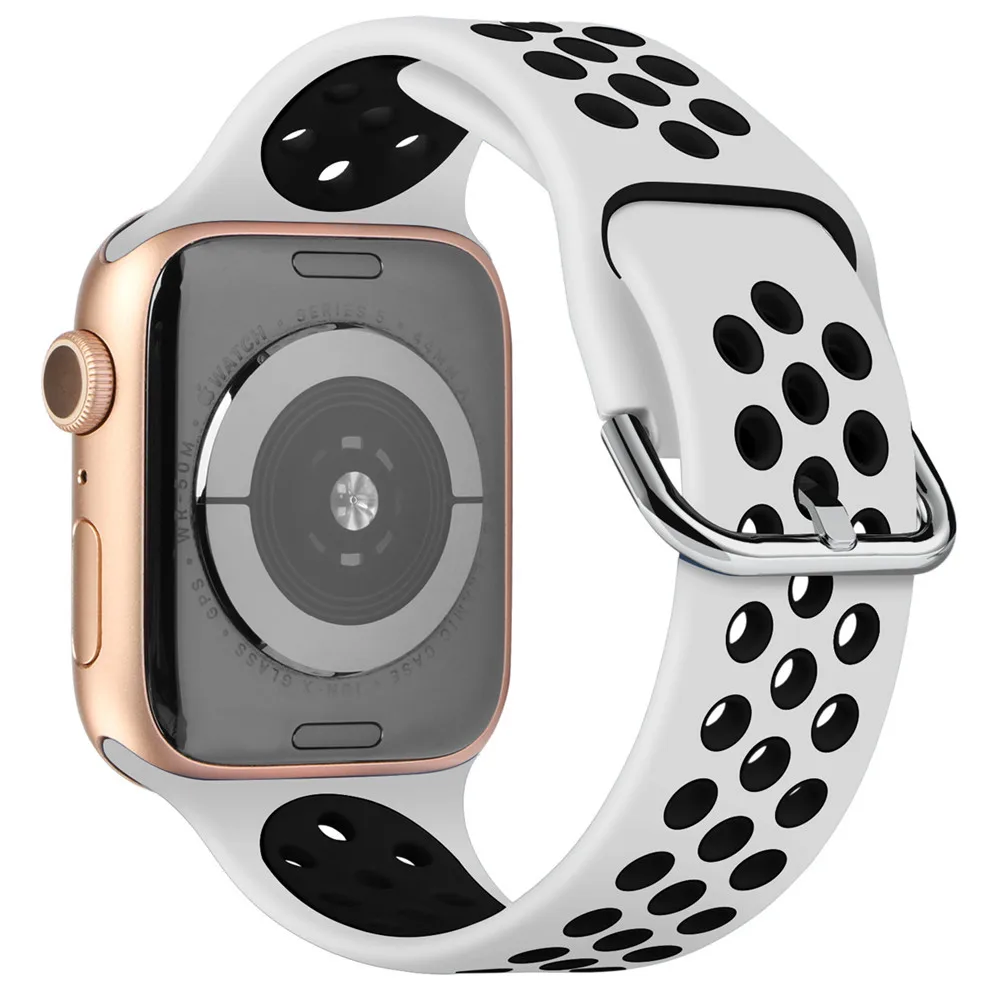 

Dana Soft Silicone Breathable Air Hole Sport Wristbands with Classic Clasp Watch Apple Watch 7 6 5 4 SE Wrist Band, 21 color