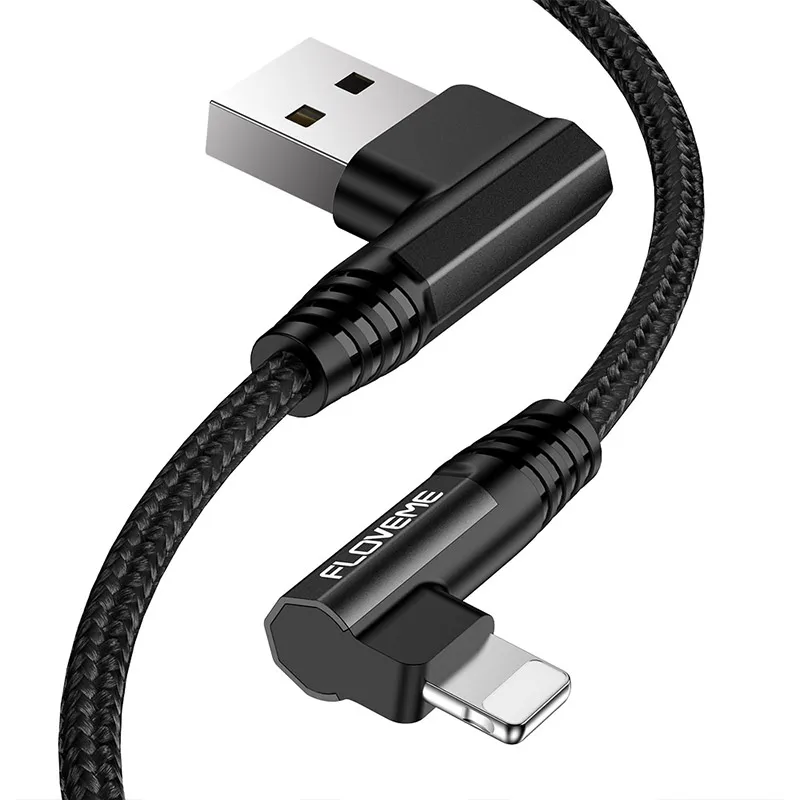 

Free Shipping 1 Sample OK FLOVEME 1m 90 Degree Elbow 3A Fast USB Charging Data Cable Game Playing For Apple For Samsung Phone