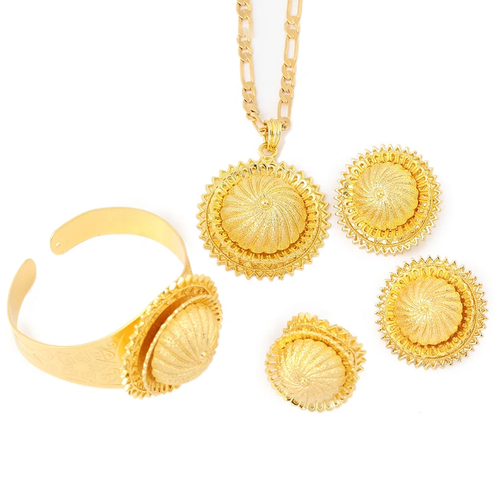 

Ethiopian Trendy Design Jewelry Sets Gold Color Eritrea Religious Ethiopia Enkutatash Jewelry