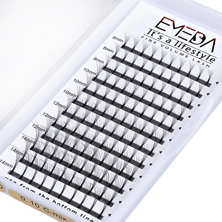 

Best quality long stem premade volume fan lashes 0.07, 0.1 mm thickness professional eyelash vendor lash extension wholesale, All color