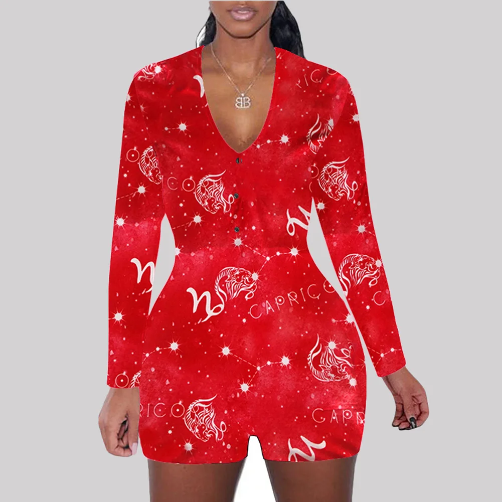 

Fashion Twelve Constellations Dailywear Women Sleepwear Sexy Abult Print pajamas, Customized color