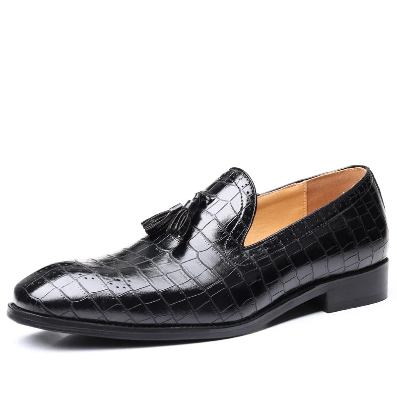 

2021 Hand-made high Quality Breathable and Comfortable Crocodile Loafers for Men  Big S, Black