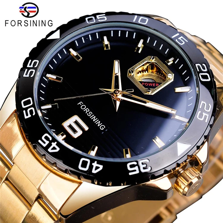 

FORSINING GMT1172 Mechanical Men Watch Top Brand Luxury Automatic Watches Golden Stainless Steel Waterproof Luminous Hands Clock